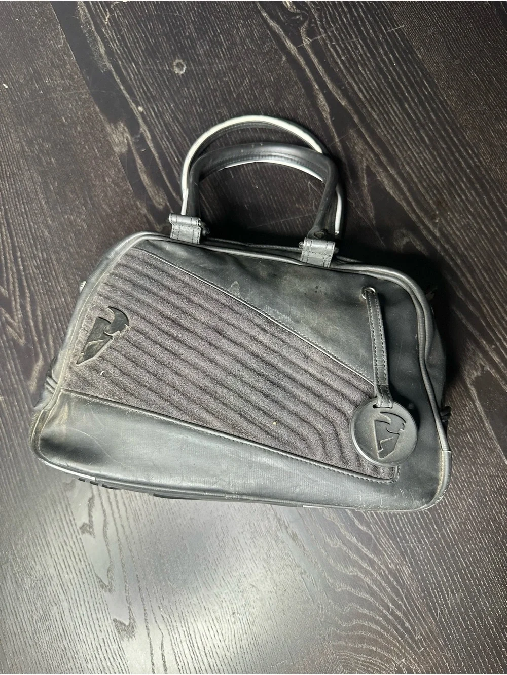 Thor brand - Black Logo Script Top-Handle Bag w White Accents - Purse